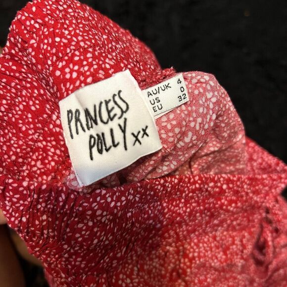 PRINCESS POLLY red floral print mini skirt size 0 women’s - Picture 2 of 9